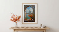 Taj Mahal Window Art Print, India Decor - Marigold Sunrise Landscape