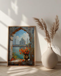 Taj Mahal Window Art Print, India Decor - Marigold Sunrise Landscape