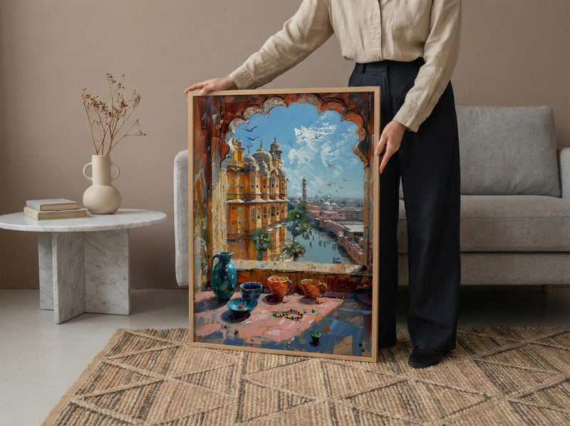 Jaipur Window Wall Art, Hawa Mahal Decor - Pink City Bangles Print