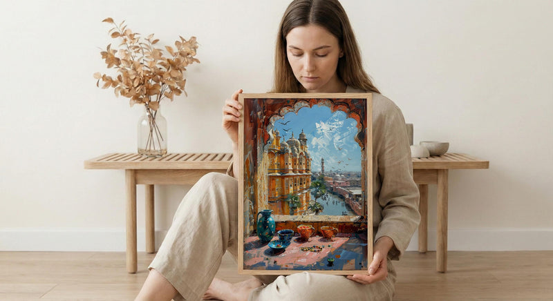 Jaipur Window Wall Art, Hawa Mahal Decor - Pink City Bangles Print