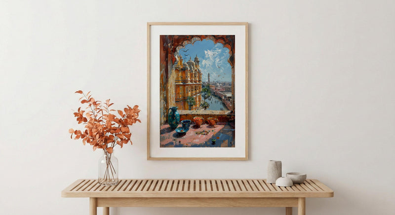 Jaipur Window Wall Art, Hawa Mahal Decor - Pink City Bangles Print