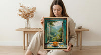 Darjeeling Window Art Print, Tea Garden Decor - Masala Chai Landscape