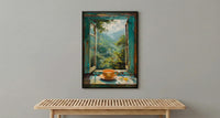 Darjeeling Window Art Print, Tea Garden Decor - Masala Chai Landscape