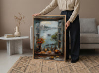 Varanasi Window Wall Art, Ganges River Decor - Spiritual Sunset Print