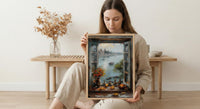 Varanasi Window Wall Art, Ganges River Decor - Spiritual Sunset Print