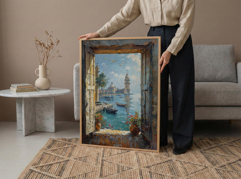 Mumbai Window Poster, Rainy City Wall Decor - Gateway of India Art