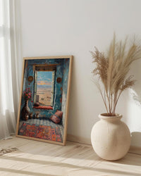 Rajasthan Desert Art Print, Camel Landscape Decor - Boho Pottery Poster