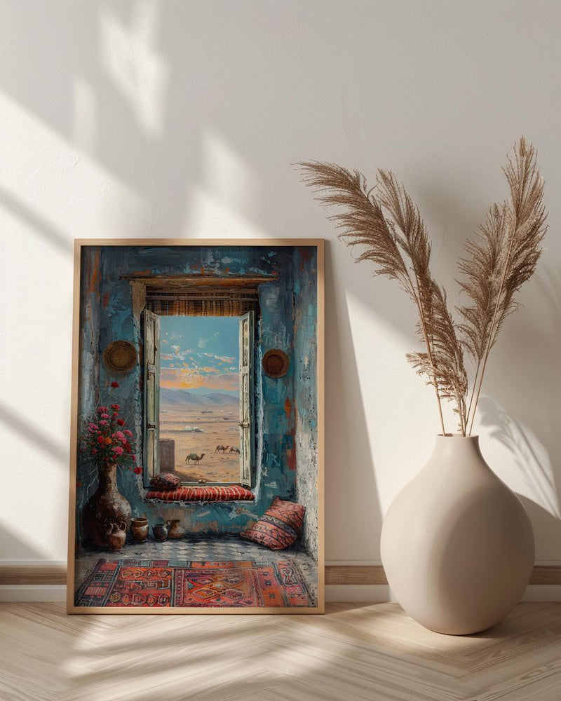 Rajasthan Desert Art Print, Camel Landscape Decor - Boho Pottery Poster