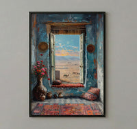 Rajasthan Desert Art Print, Camel Landscape Decor - Boho Pottery Poster