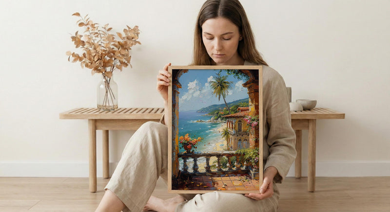 Goa Window Wall Art, Tropical Beach Decor - Palm Tree Summer Print