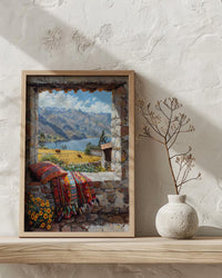 Peru Window Poster, Cusco Mountain Decor - Llama Andes Landscape