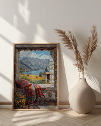 Peru Window Poster, Cusco Mountain Decor - Llama Andes Landscape