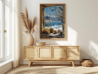 Chile Window Wall Art, Patagonia Cabin Decor - Snowy Mountain Mate Tea