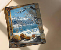 Chile Window Wall Art, Patagonia Cabin Decor - Snowy Mountain Mate Tea