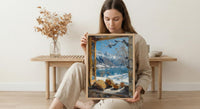 Chile Window Wall Art, Patagonia Cabin Decor - Snowy Mountain Mate Tea