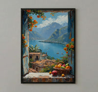 Guatemala Window Art Print, Lake Atitlan Decor - Tropical Fruit Landscape