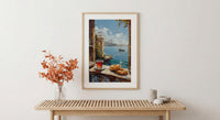 Istanbul Window Art Print, Bosphorus Decor - Turkish Tea Simit View