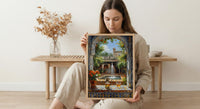 Morocco Riad Window Poster, Courtyard Decor - Mint Tea Boho Art