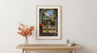 Morocco Riad Window Poster, Courtyard Decor - Mint Tea Boho Art