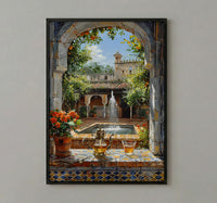 Morocco Riad Window Poster, Courtyard Decor - Mint Tea Boho Art