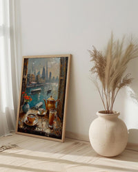 Dubai Window Art Print, Skyline Decor - Burj Khalifa Arabic Coffee