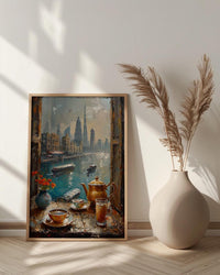 Dubai Window Art Print, Skyline Decor - Burj Khalifa Arabic Coffee