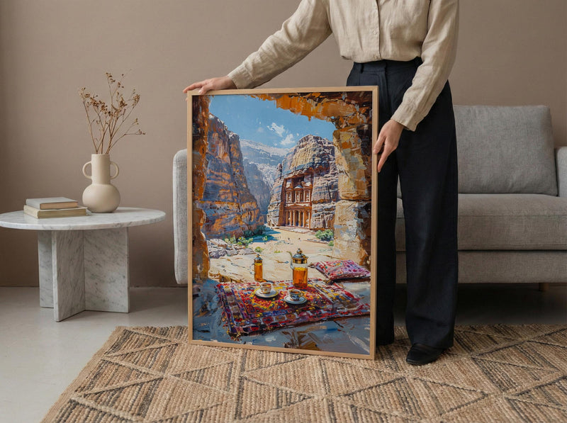 Petra Window Poster, The Treasury Decor - Red Rock Cave Landscape