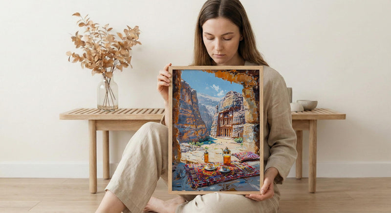 Petra Window Poster, The Treasury Decor - Red Rock Cave Landscape