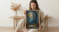 Witchy Window Art Print, Gothic Forest Decor - Potion Bottle Landscape