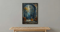 Witchy Window Art Print, Gothic Forest Decor - Potion Bottle Landscape