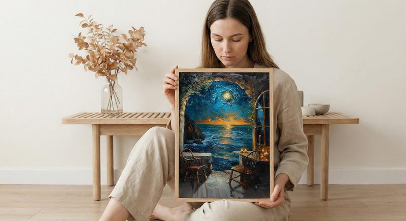 Galaxy Window Poster, Cosmic Sky Decor - Crystal Ball Magic Art