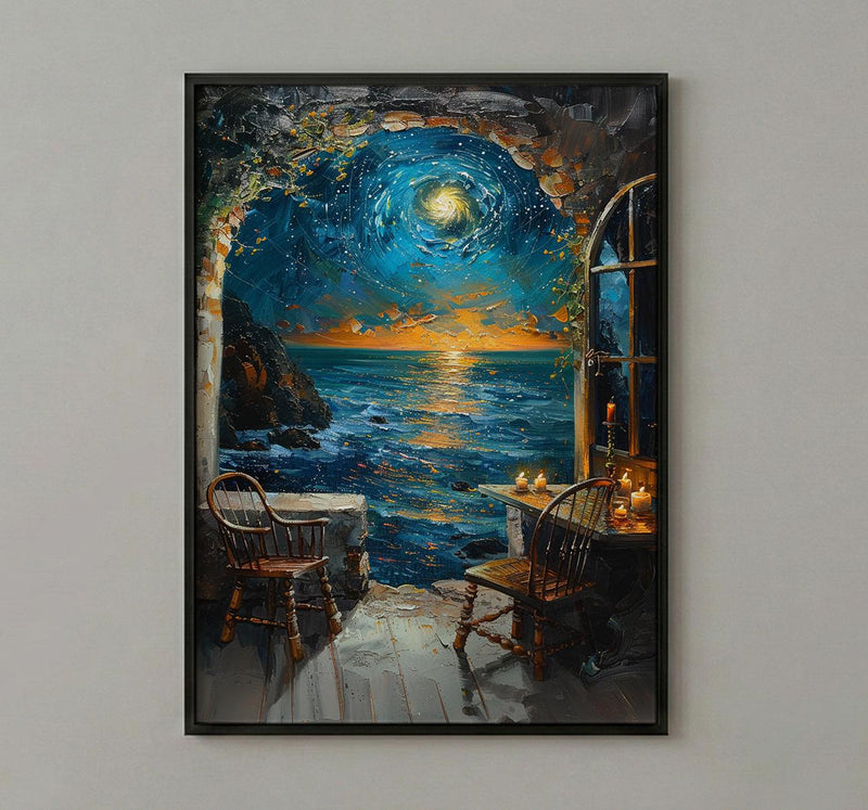 Galaxy Window Poster, Cosmic Sky Decor - Crystal Ball Magic Art