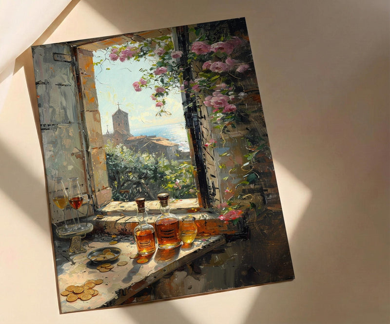Dark Academia Art Print, Castle Window Decor - Medieval Alchemist View
