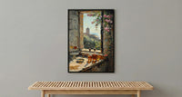 Dark Academia Art Print, Castle Window Decor - Medieval Alchemist View