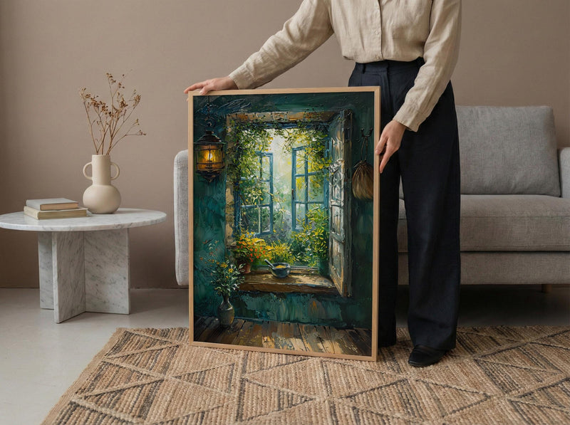 Kitchen Witch Poster, Magic Garden Decor - Dried Herbs Window Art