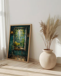 Kitchen Witch Poster, Magic Garden Decor - Dried Herbs Window Art