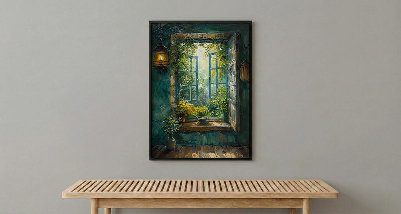 Kitchen Witch Poster, Magic Garden Decor - Dried Herbs Window Art