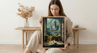 Dark Academia Art Print, Magic Library Decor - Ancient Scroll Window