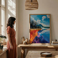Yellowstone Art Print, Grand Prismatic Decor - Colorful Nature Poster