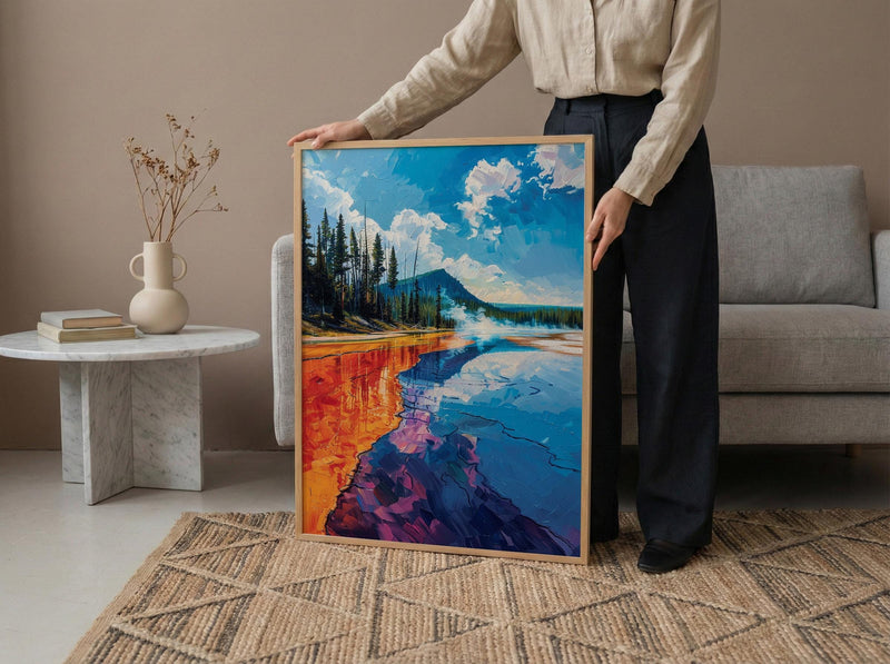 Yellowstone Art Print, Grand Prismatic Decor - Colorful Nature Poster