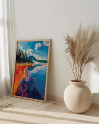 Yellowstone Art Print, Grand Prismatic Decor - Colorful Nature Poster