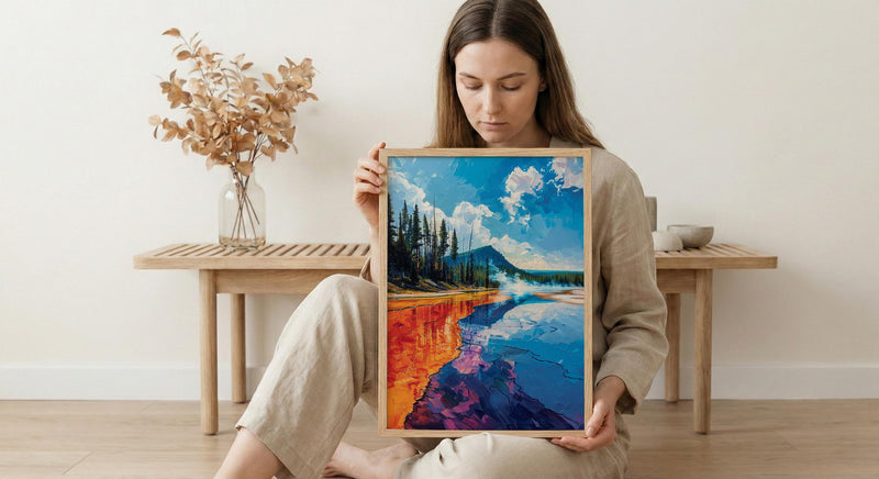 Yellowstone Art Print, Grand Prismatic Decor - Colorful Nature Poster