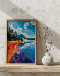 Yellowstone Art Print, Grand Prismatic Decor - Colorful Nature Poster