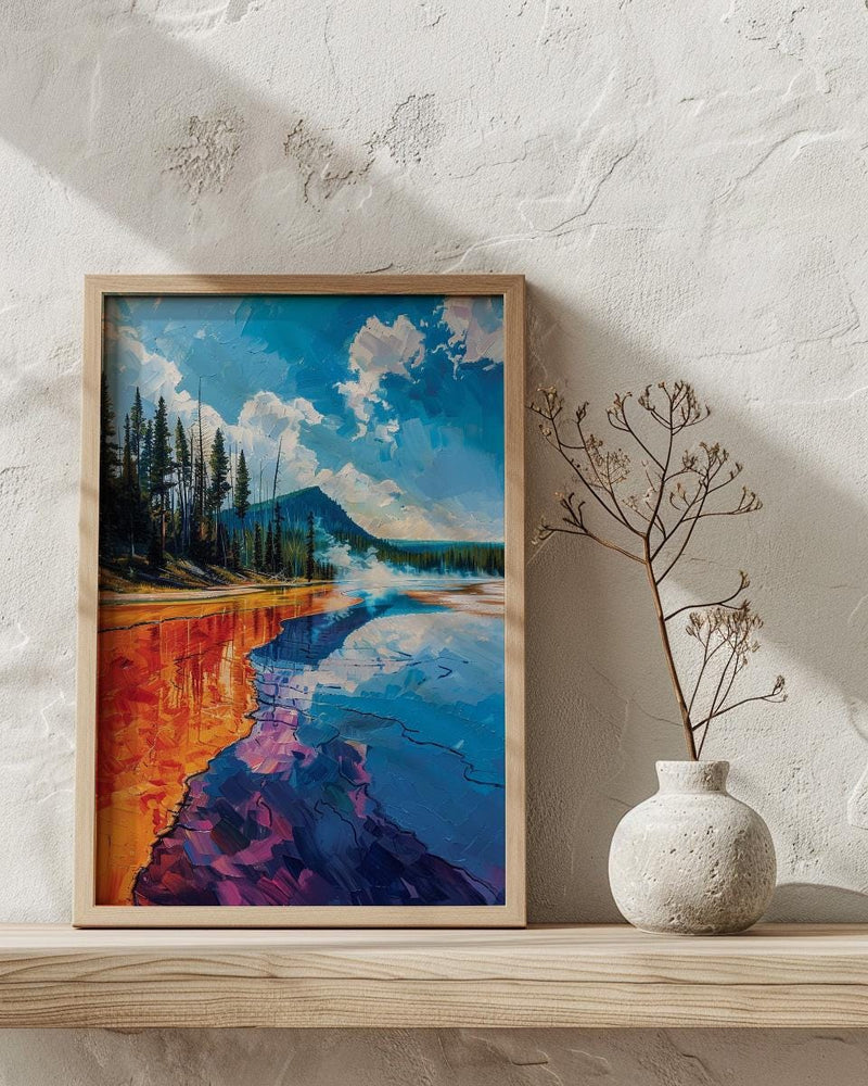 Yellowstone Art Print, Grand Prismatic Decor - Colorful Nature Poster