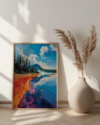 Yellowstone Art Print, Grand Prismatic Decor - Colorful Nature Poster