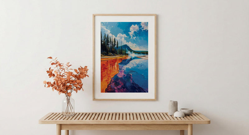 Yellowstone Art Print, Grand Prismatic Decor - Colorful Nature Poster