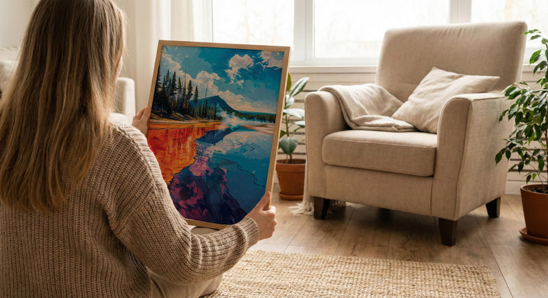 Yellowstone Art Print, Grand Prismatic Decor - Colorful Nature Poster
