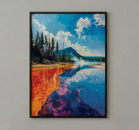 Yellowstone Art Print, Grand Prismatic Decor - Colorful Nature Poster