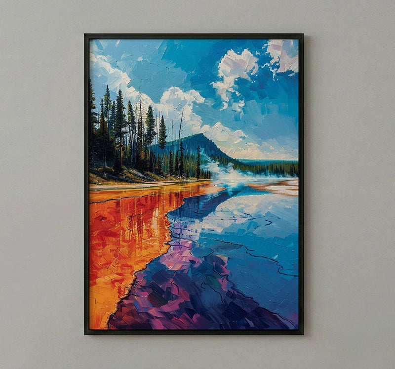 Yellowstone Art Print, Grand Prismatic Decor - Colorful Nature Poster