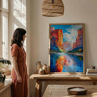 Zion National Park Wall Art, Desert Oasis Decor - Red Rock Landscape